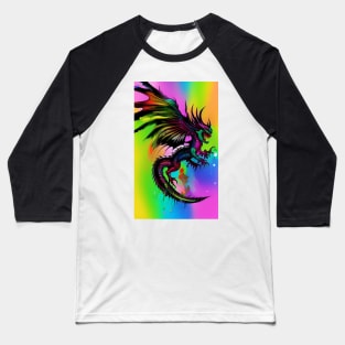 Colorful Hippie Anime Dragon Baseball T-Shirt